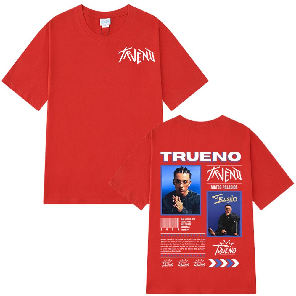 T-shirt à manches courtes Trueno (2025), style streetwear, 100 % coton, inspiré de la tournée de l'album du rappeur Trueno (homme/femme), style Y2K.