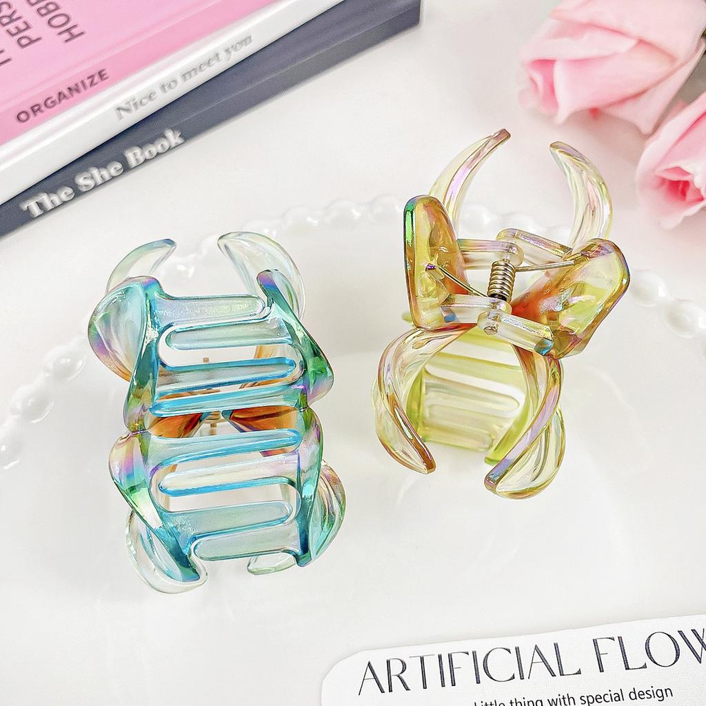 Neuer Farbverlauf Große Blume Acryl Haarspange für Frauen Süße Haarspangen Krabbenklemme Haarspangen Hawaiianischer Kopfschmuck Accessoires