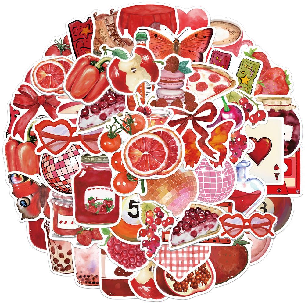 10/30/50pcs Cherry Downtown Art Stickers Red INS Style Cartoon Decals DIY Phone Case Notebook Luggage Aesthetic Graffiti Sticker