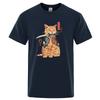 Summer Mens Tshirt Top Quality 100 Cotton Short Sleeve Cool Knife Cat Print for Men Oneck Casual Loose Hip Hop Male Tees Top