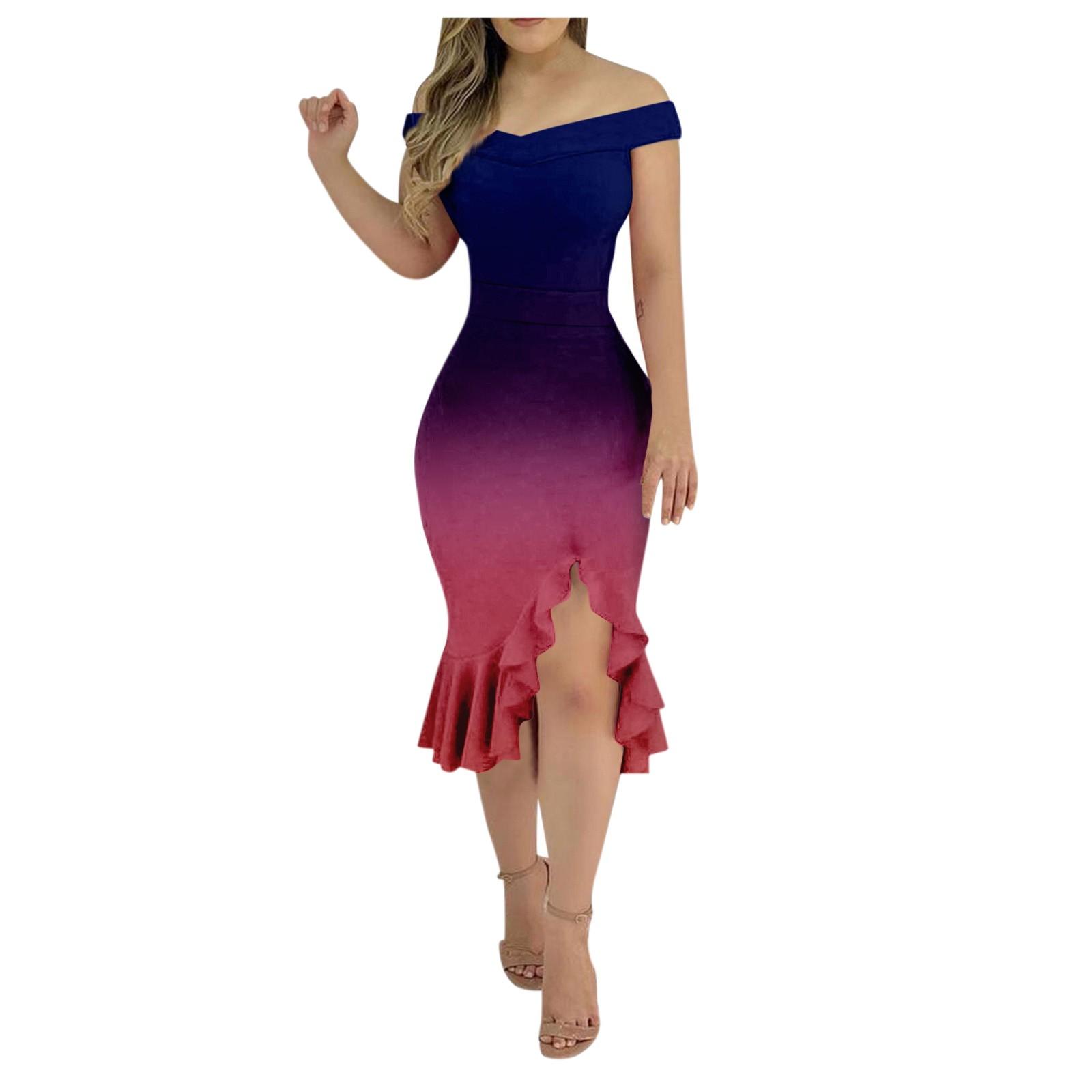 

Женское сексуальное платье с градиентным цветным принтом и разрезом по бокам, с одной шеей и открытой спиной, нерегулярный подол M фиолетовый