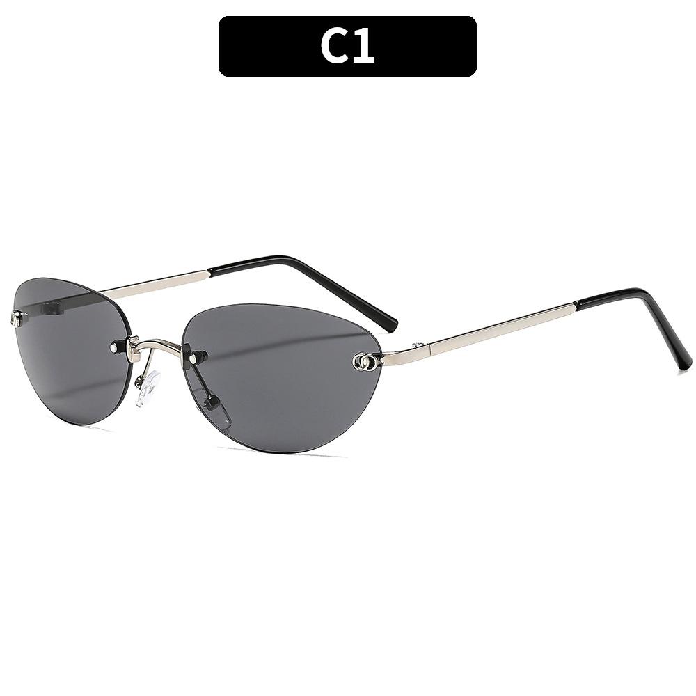 Women's sunglasses, men's and women's fashion frameless sunglasses, metal sunglasses