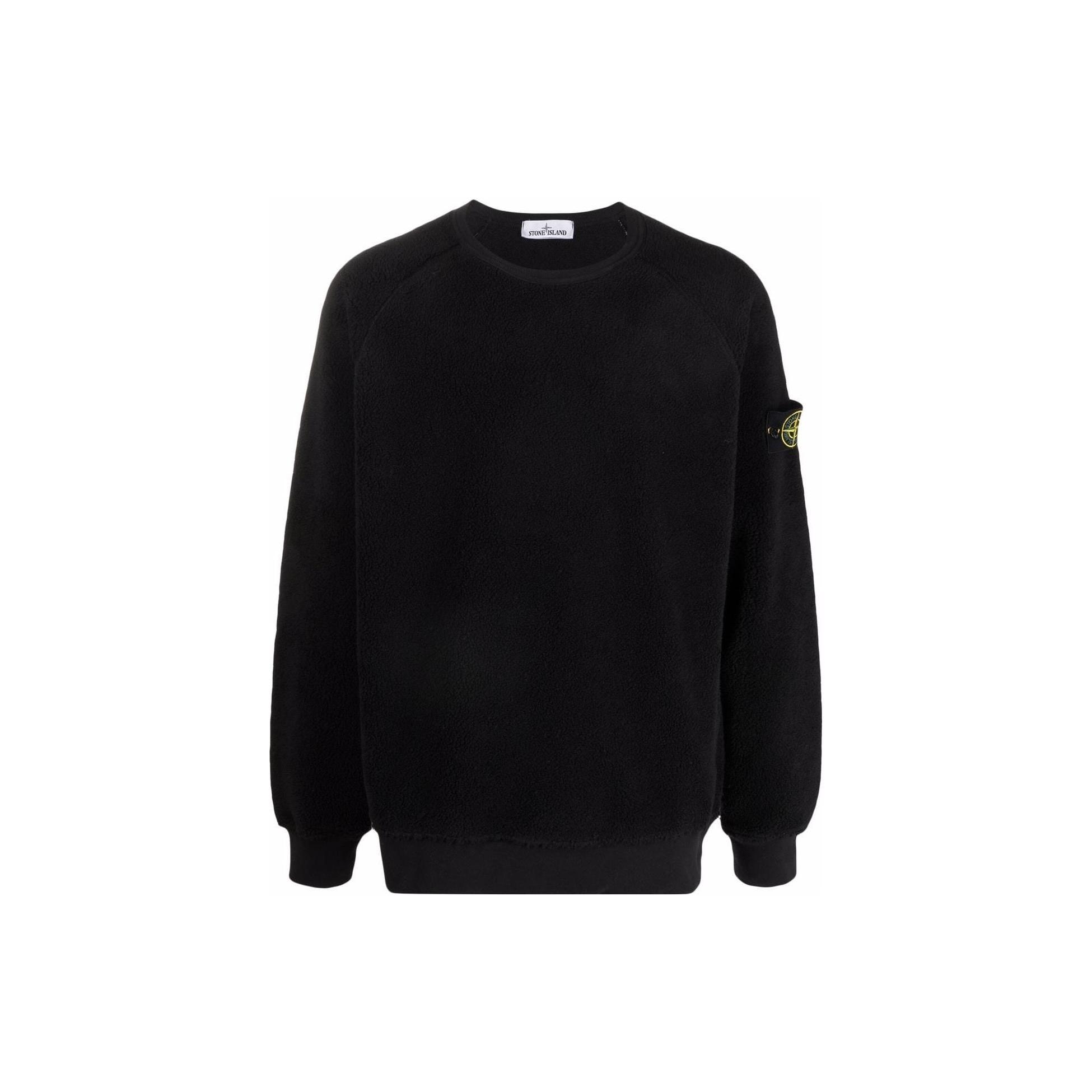 STONE ISLAND Fleece Crewneck Sweatshirt `Black`