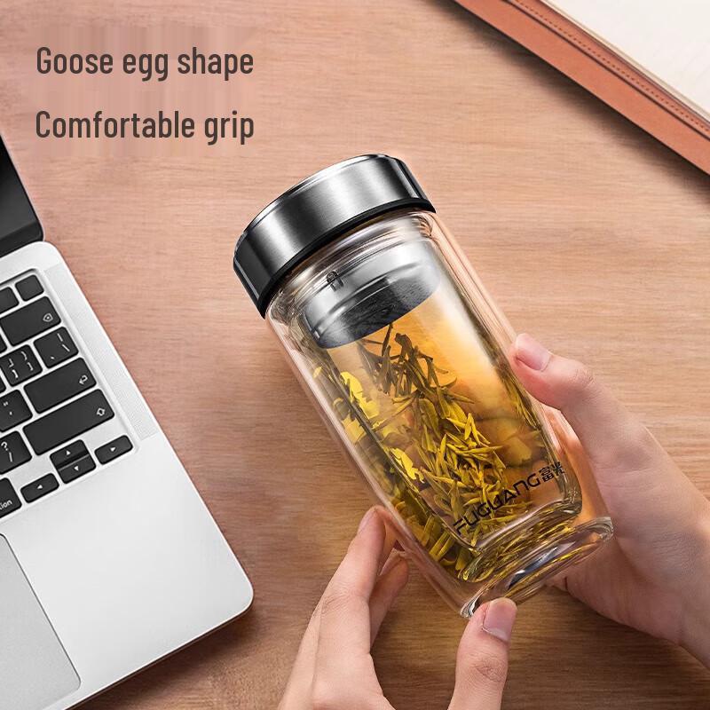 Fuguang Mingxuan Shaped Double-Layer Glass Cup