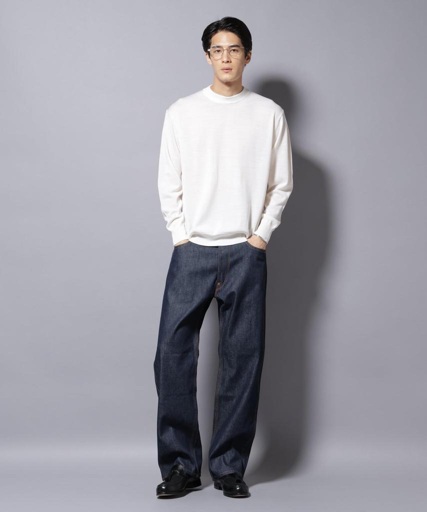 Nano Universe Fine Gauge Crew Size Pill-Resistant Knit, Neck, Men's, M, 031, Off-White, 668-5222201