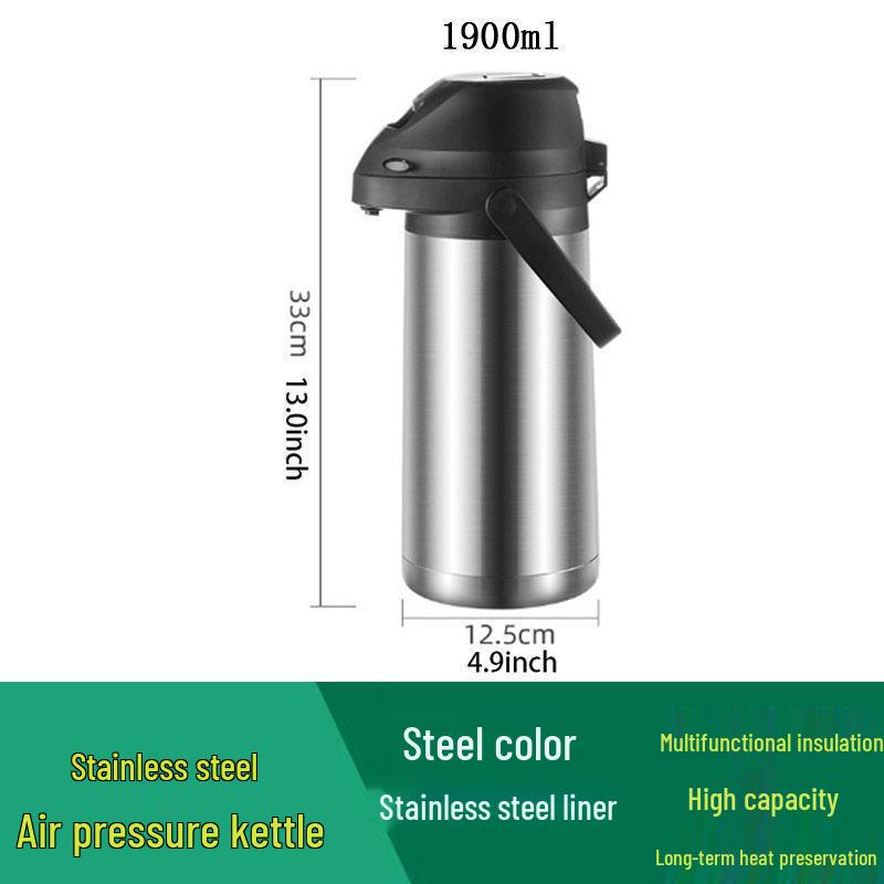 Large Capacity Stainless Steel Thermos Kettle with Air Pressure Dispenser