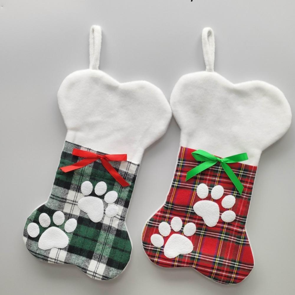 Reusable Dog Bone Shape Candy Bag Creative New Year Gift Bag Xmas Ornament Christmas Socks  Home