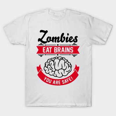 T Shirt Women Zombies Eat Brains You Are Safe Harajuku Print Kawaii Tshirt Summer Short Sleeve Female T-Shirt Top Tee
