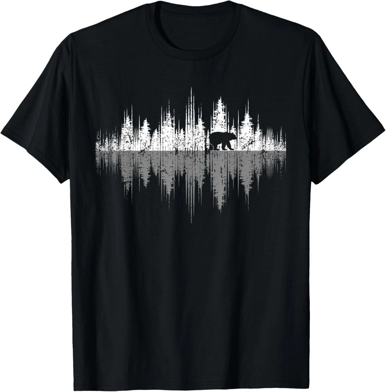Trees Reflection Wildlife Nature Animal Bear Outdoor Forest T- Shirt 4XL