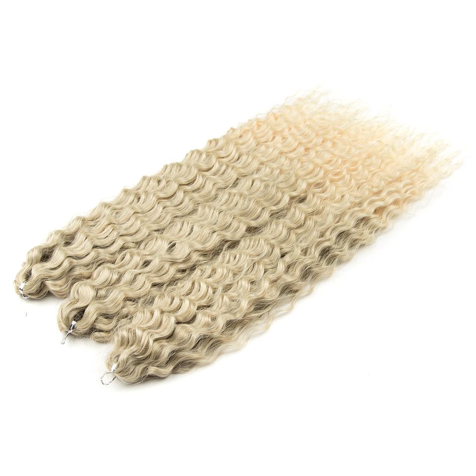 FASHION IDOL Ariel Twist Crochet Hair Synthetic 22 Inch 3 PCS Water Wave Hair Extensions Ombre Rainbow Color Braid Curly Hair