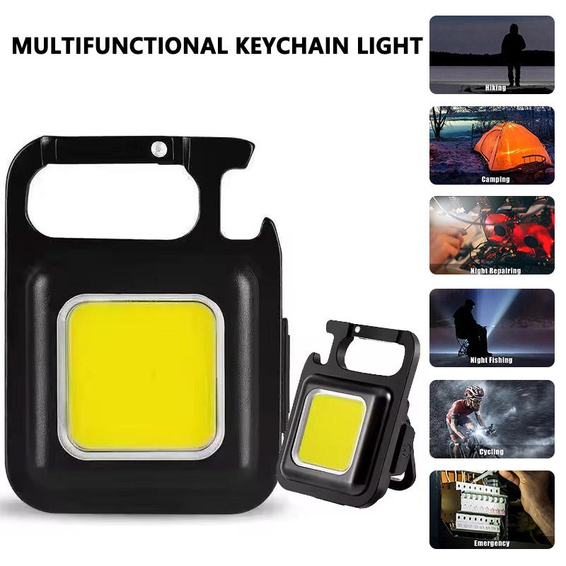 LED Mini Flashlight Super Bright COB Keychain Light Outdoor Emergency Camping Pocket Lamp With Tail Magnet Corkscrew