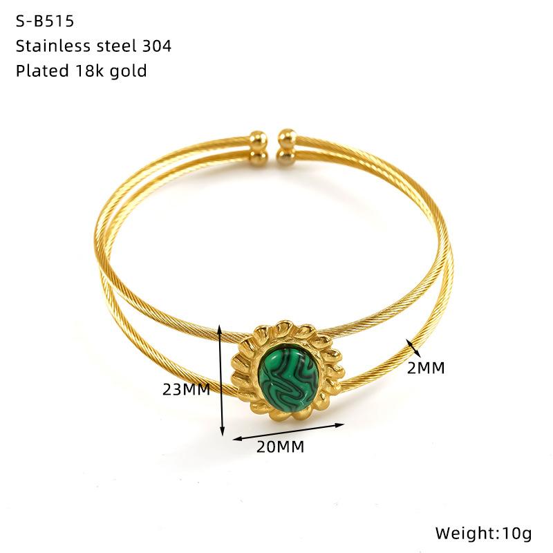 Gold Titanstahl Armband Verblasst Nicht Türkis Design Einfaches Luxusarmband Armband