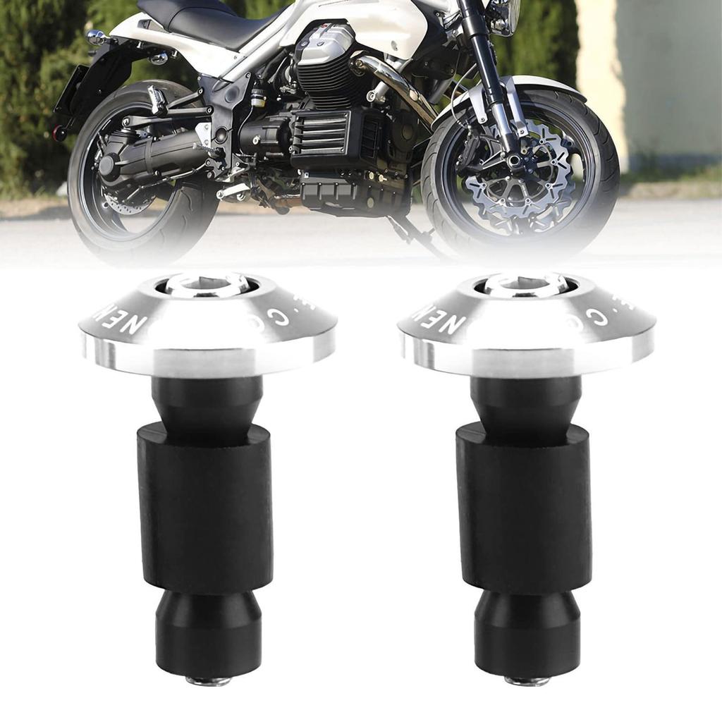 Akozon Handlebar End Caps Motorcycle Handlebar End Slide Plug Caps 22mm 7/8" for ATV Off-Road Racing (Silver)