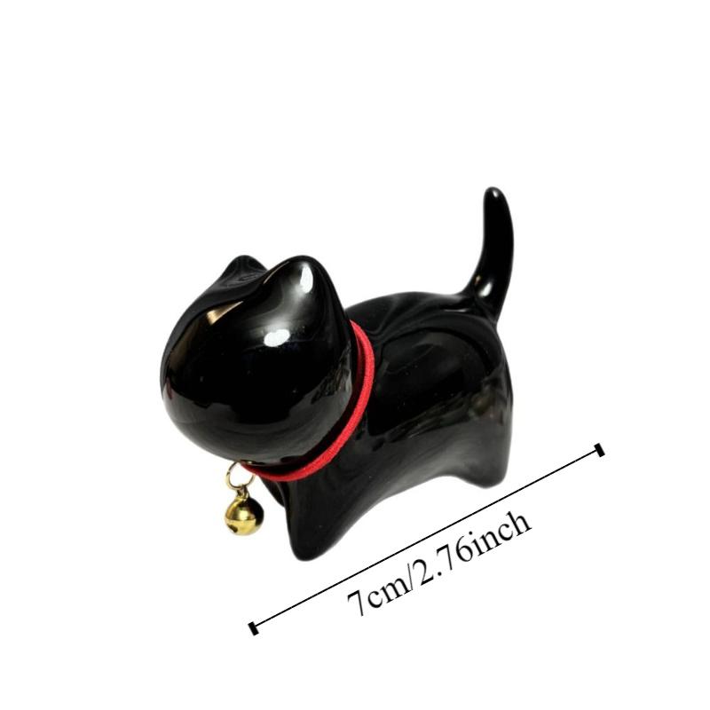 Luxury Style Lucky Cat Bell  Figurines Ceramics Animal Feng Shui Decor  Office Accessories