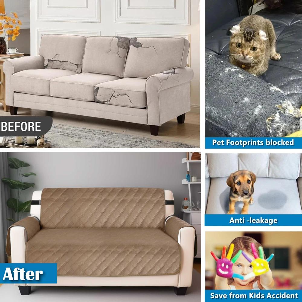 100% Waterproof Couch Covers Sofa Cover Non-Slip Sofa Slipcover with Elastic Straps Sofa Protector Furniture Cover for Pets Dogs