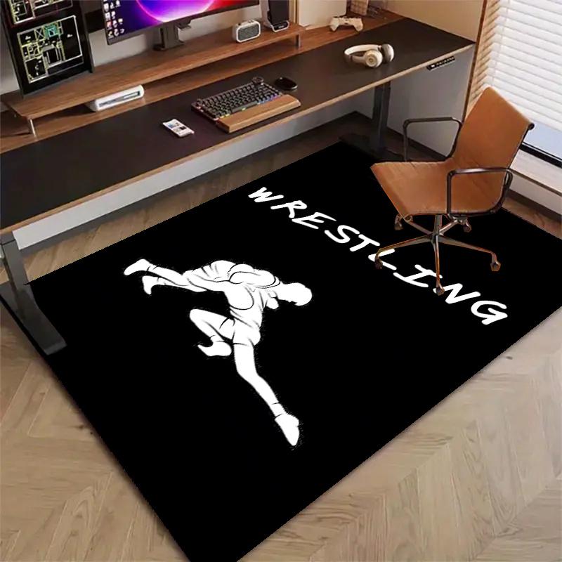 Wrestling Polyester Carpet, Soft Indoor Mat for Office Chair, Living Room, Computer Desk - Decorative Home Office Rug Design