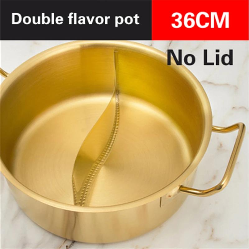 Kommerzieller goldfarbener Kupferimitattopf Universeller Suppentopf für Induktionsherd Edelstahl-Hotpot Hotpot Doppelgeschmack-Töpfe