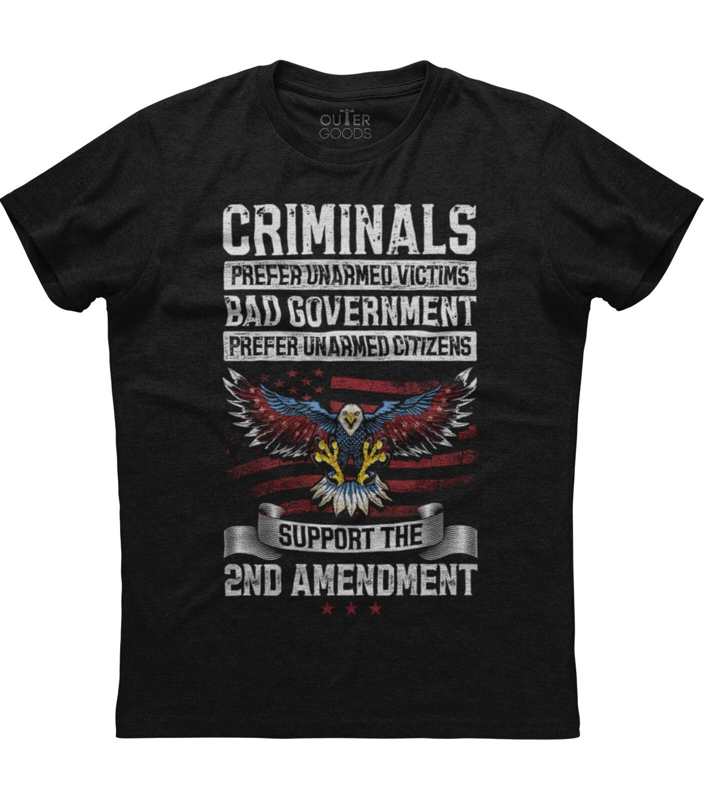 Criminals Prefer Unarmed Victims New Men s Shirt 2nd Amendment USA Flag AR15 Tee S