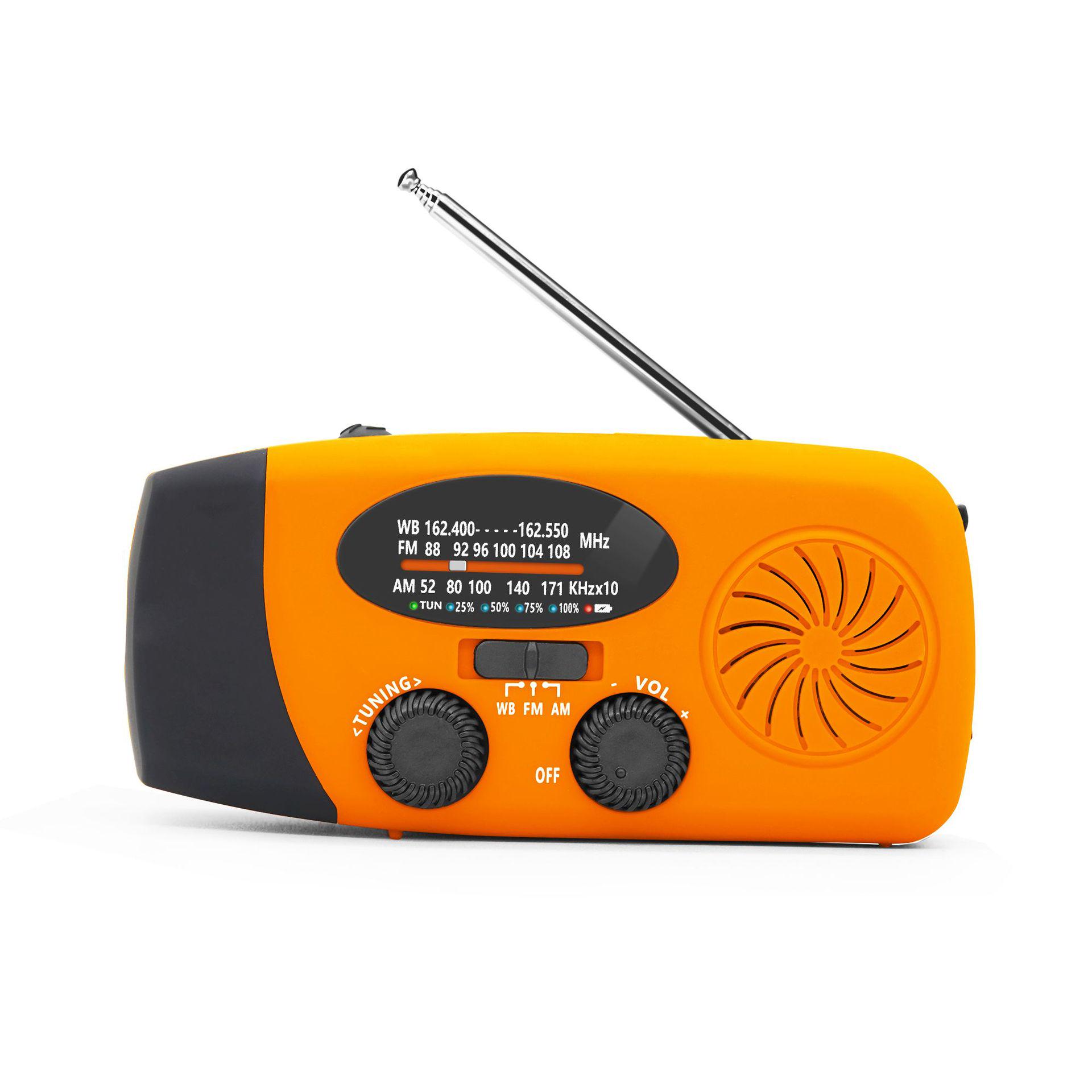 

Multifunctional Solar Hand-Crank LED Radio Power Bank for Outdoor and Emergency Use Europe 2000mAh помаранчевий