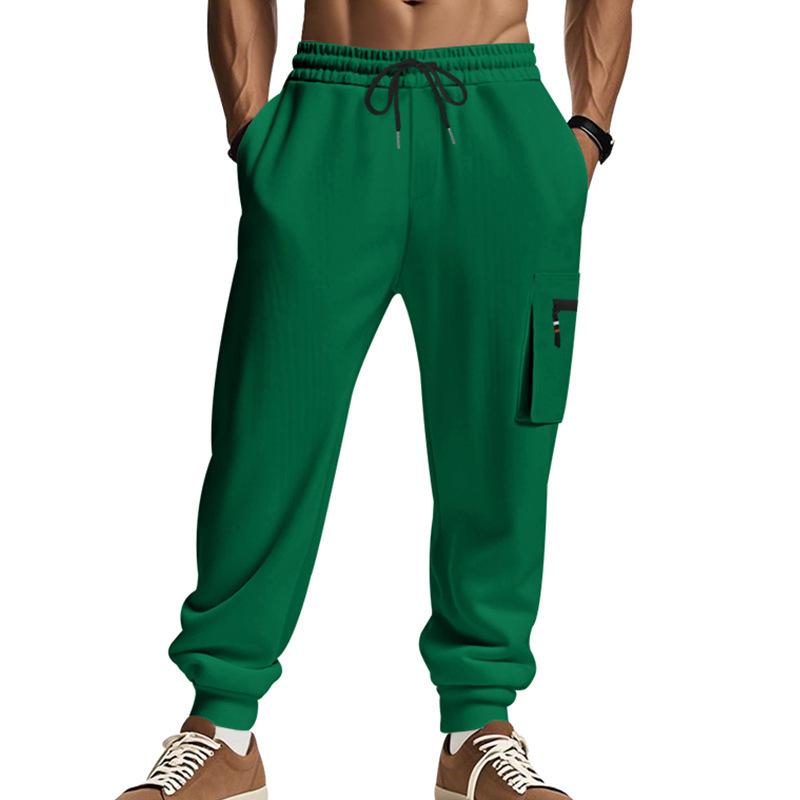 Men's trousers men's summer sports multi-pocket zip workwear elastic Slim drawstring casual sweatpants