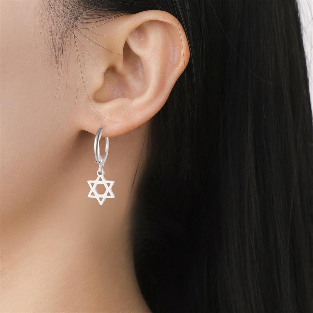 My Shape Davidstern Ohrringe Edelstahl Creolen Sechsspitziger Stern Ohrringe für Damen Herren Modeschmuck Geschenke Neu