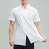 Chef Uniform Stand Collar Short Sleeve Chef Coat Single-Breasted Buttons Solid Color Workwear Professional Chef Apparel