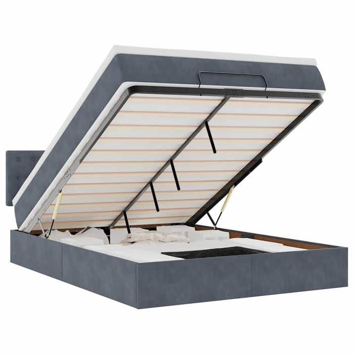 VidaXL Cadre de lit ottoman avec matelas gris foncé 140x190 cm velours, cadre de lit, cadre de lit rembourré, cadre de lit 3311916