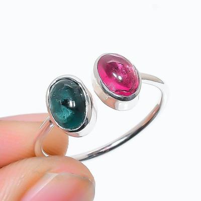 Natural Indicolite Tourmaline Gemstone 925 Sterling Silver Ring Size 7 US Gift