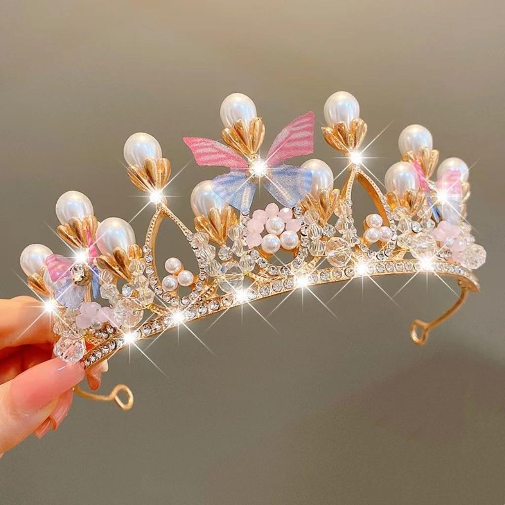 Birthday Crown Headwear Princess High-End Crown Girls Hairpin Headband Children Little Girl Headband Bridal Hair Accessories