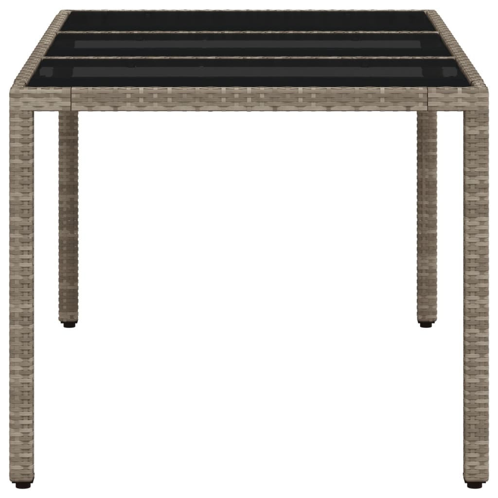 Garden Table with Glass Top Light Grey 150 x 90 x 75 cm Poly Rattan