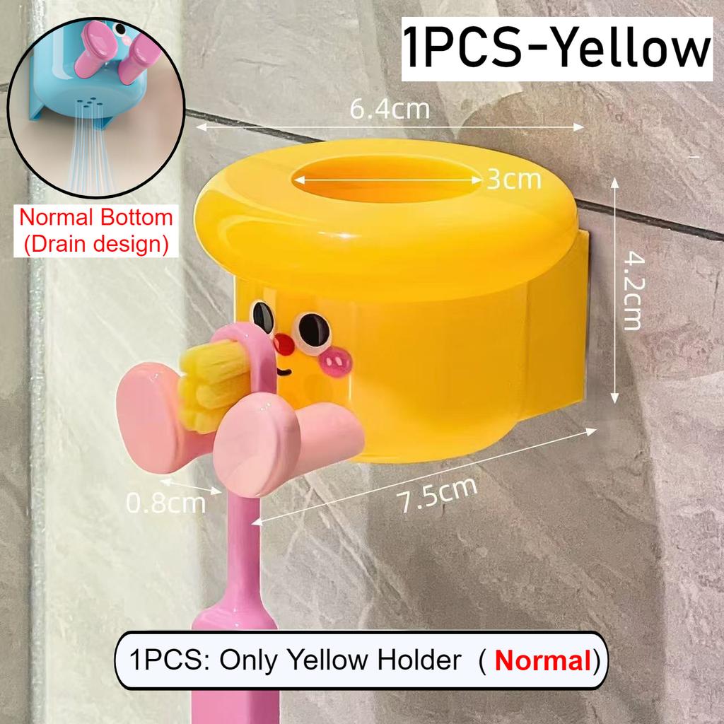 Cartoon Toothbrush Cup Holder Magnetic Punch-Free Upside Down Toothbrush Cup Wall Mounted Bathroom Toothbrush Stand Storage Rack