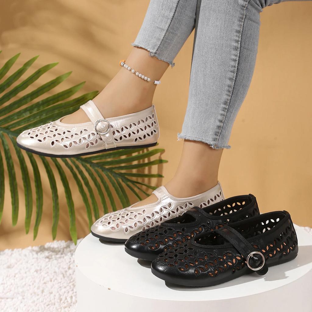 Fashion 2025 Casual Fashionable Women Summer Hollow Sandals New Lightweight Closed Toe Sandals Soft and Comfortable Ballet Flat Shoes