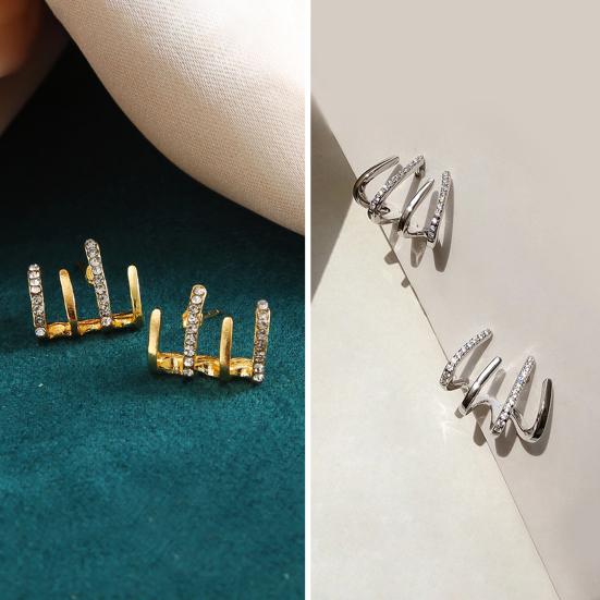 1 Pair Stud Earrings 4 Claws Rhinestones Jewelry Sparkling Korean Style Ear Studs for