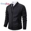 Cozy Up Herren-Pullover mit Reißverschluss, Stehkragen, gestrickt, für Herbst und Winter, Freizeitjacken
