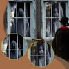 2 Stück Tür- und Fenstervorhang Hintergrund Hängestoff Horror Geister Fenstersilhouette für Halloween Erschrecken Party Hängedekor
