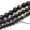 Golden Obsidian Stone Natural Round Beads 15"Strand Smooth Loose Spacer Beads 4/6/8/10/12mm for Jewelry Making DIY Bracelets Accessories