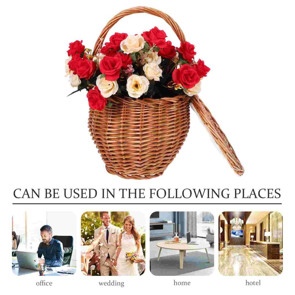 Wicker Picnic Basket Daily Supplies Multi-function Storage Woven Flower Portable Baskets Decorative Multipurpose Floral