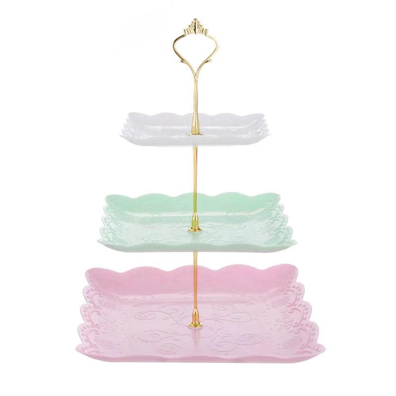 European Style 3-Tier Square Dessert Platter