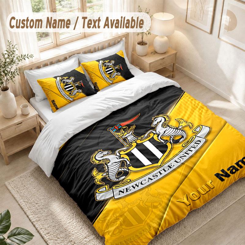 Custom Name Bedding Set 3 PiecesNewcastle United FC Print Duvet Cover + 2 Pillowcases Soft Bed Decor