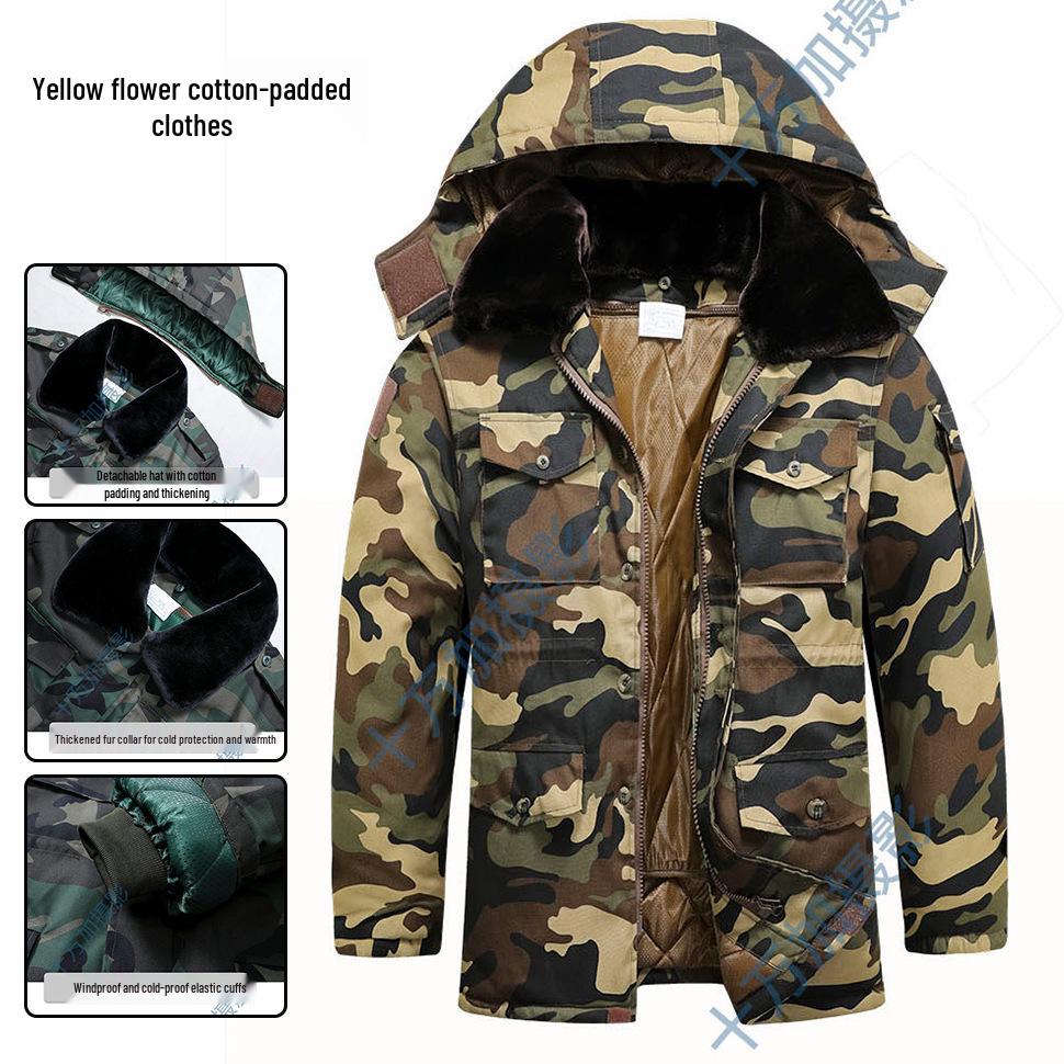 Men's Winter Camouflage Coat: Thick, Mid-Length, Cold-Resistant, Plus Size Cotton Jacket