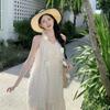 Summer New Women's Solid Color V-neck Sleeveless Rose Sequin Dress