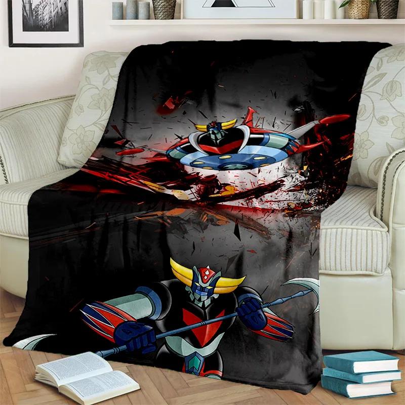 Cartoon UFO Robot Grendizer Anime Blanket,Soft Throw Blanket for Home Bedroom Bed Sofa Picnic Travel Office Cover Blanket Kids