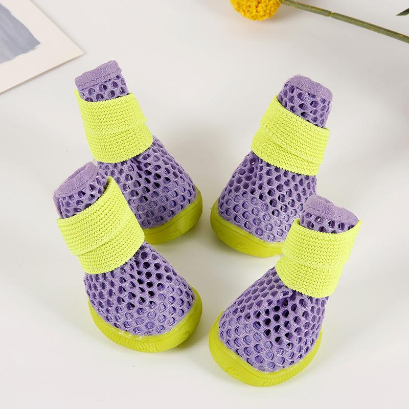 

Летняя обувь для домашних собак, дышащая сетка, обувь для маленьких собак, нескользящие сандалии для щенков, ботинки для чихуахуа 3 фиолетовый