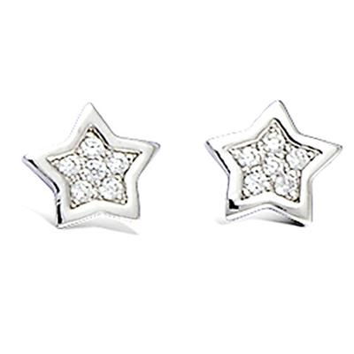 [L1812] - Silver 'Stars' Silver White Earrings (rhodium-plated) - 9 Mm
