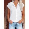 Women Cotton Shirts Vintage Solid Color Short Sleeve Button Harajuku Loose Blouses and Tops Casual Ladies Tunic Oversize T-Shirt