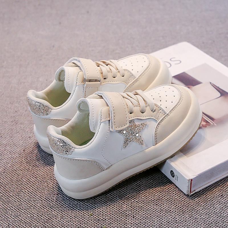 

Spring and Autumn New Girls Sneakers Boys Casual Shoes Korean Version Shoes Velcro Elementary School Students 31 yards/19.0cm золотий