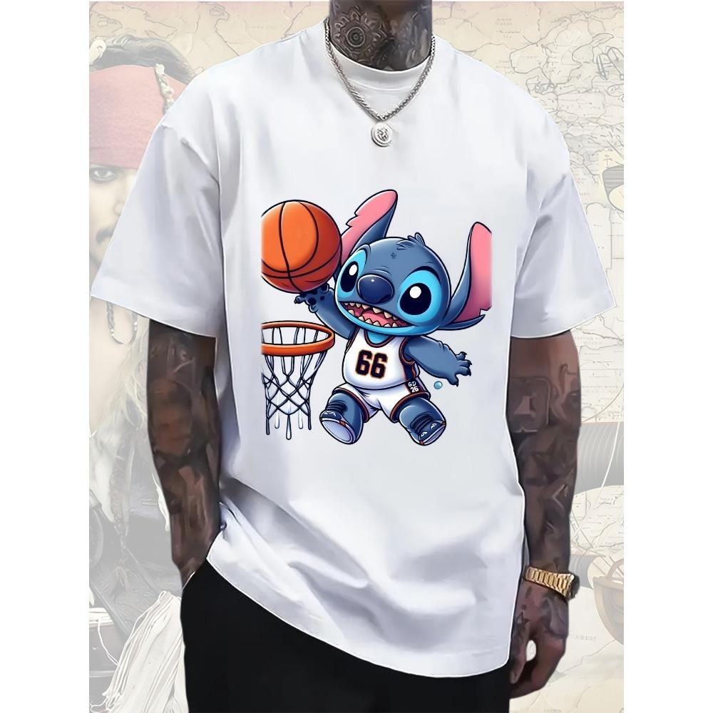 

Летняя Новая Мужская Баскетбольная Футболка Disney Со Строчкой, Принтом, Хлопковая, Модная Футболка с Круглым Вырезом, Повседневная Спортивная Повседневная Простая Майка 4XL