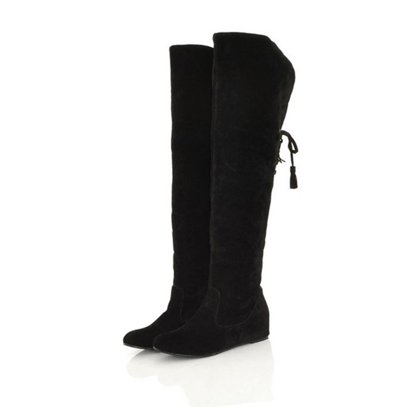Moda mujer Botas planas de piel gruesa en el interior Realzan sobre la rodilla  Botas de invierno comprar a buen precio — entrega gratuita, reseñas reales  con fotos — Joom