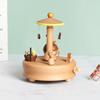 Custom Logo Wooden Music Box 18-Note Mechanical Wind-Up Rotating Carousel Ballerina Gift OEM