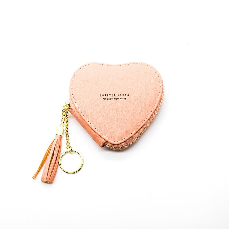 

Модные кошельки в форме сердца, мини-клатч на молнии, брелок для ключей, сумка для денег, милый маленький кошелек из искусственной кожи для девочек, одноцветный кошелек для монет